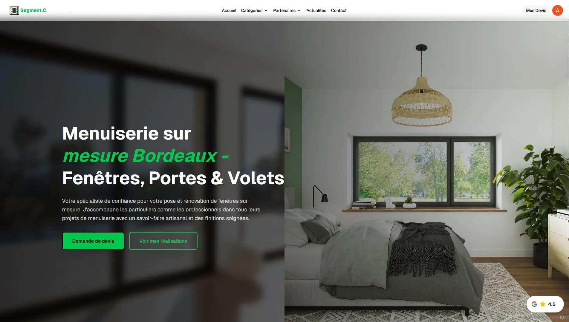 Page d'accueil site Segment.C Menuiserie Bordeaux
